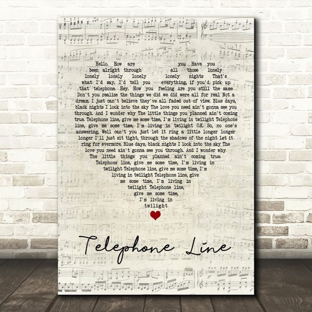 Electric Light Orchestra Telephone Line Script Heart Song Lyric Print