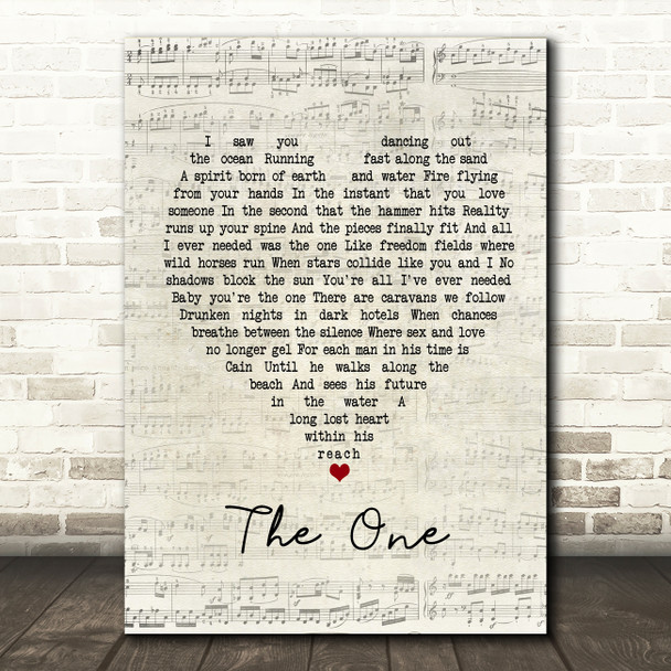 Elton John The One Script Heart Song Lyric Print