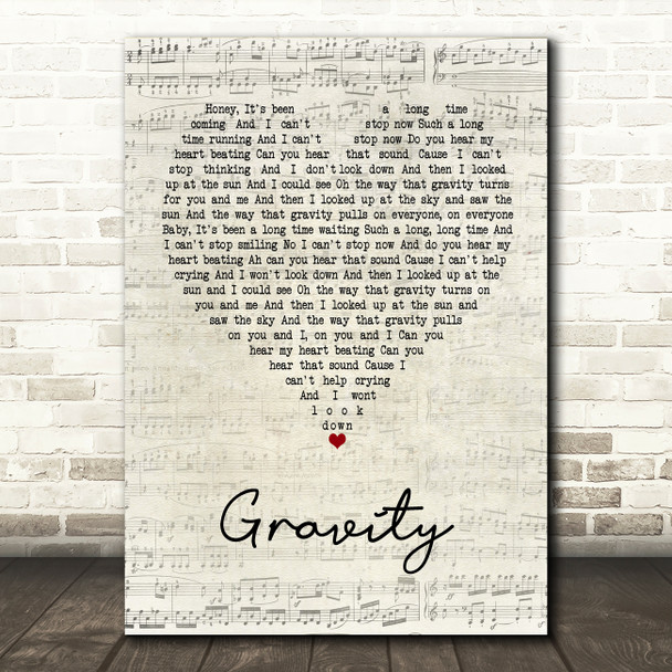 Embrace Gravity Script Heart Song Lyric Print