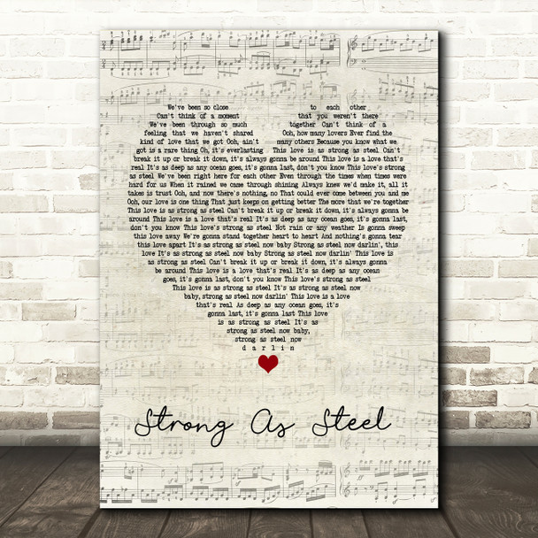 Five Star Strong As Steel Script Heart Song Lyric Print