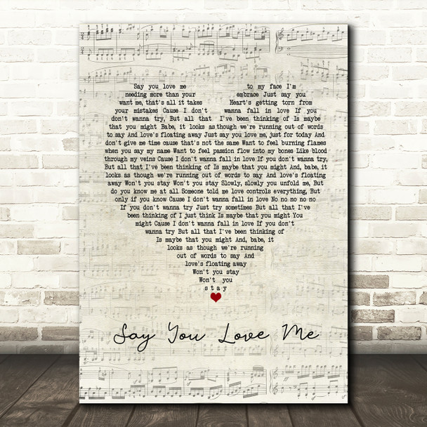 Jessie Ware Say You Love Me Script Heart Song Lyric Print