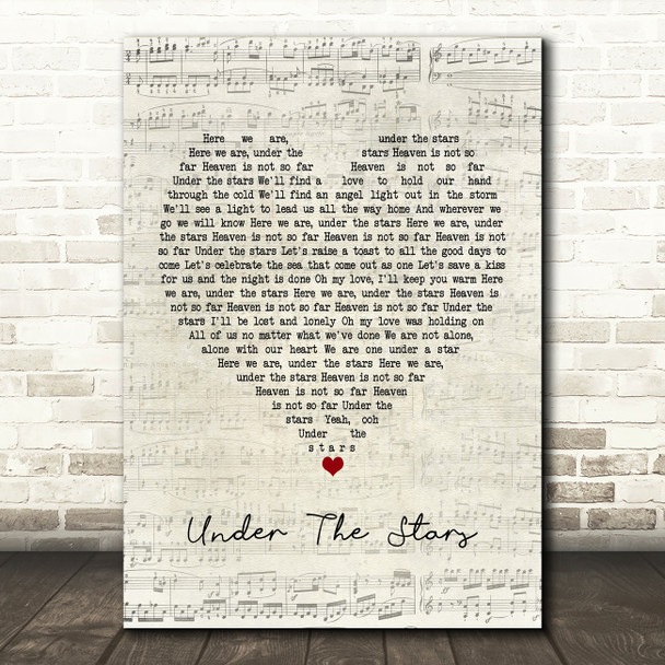 John Legend Under The Stars Script Heart Song Lyric Print