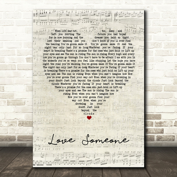 Lukas Graham Love Someone Script Heart Song Lyric Print