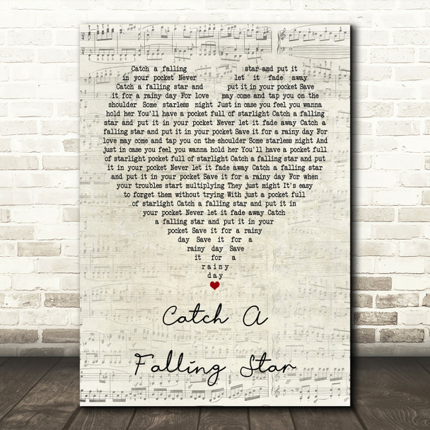 Perry Como Catch A Falling Star Script Heart Song Lyric Print