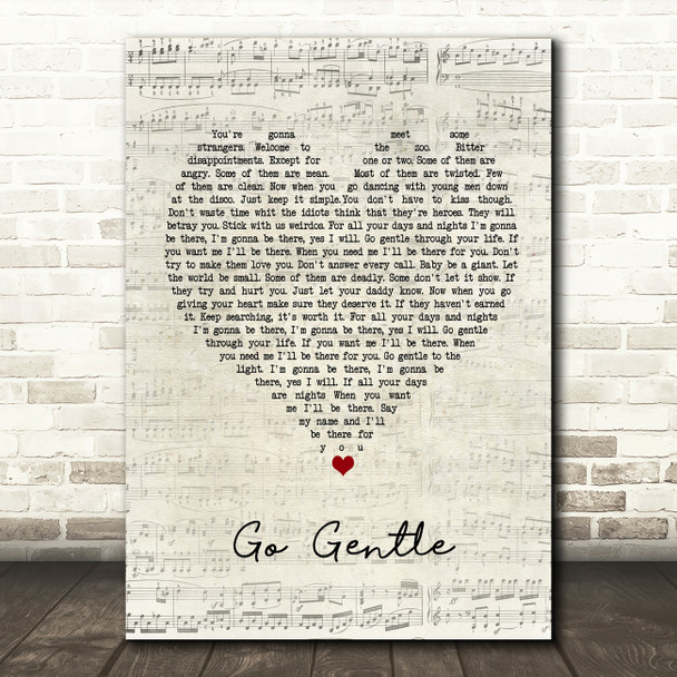 Robbie Williams Go Gentle Script Heart Song Lyric Print
