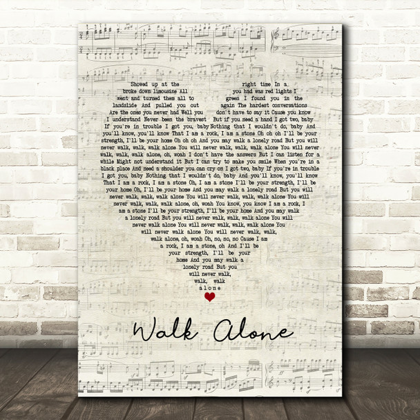 Rudimental feat Tom Walker Walk Alone Script Heart Song Lyric Print
