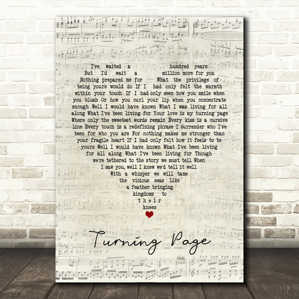 Sleeping At Last Turning Page Script Heart Song Lyric Print