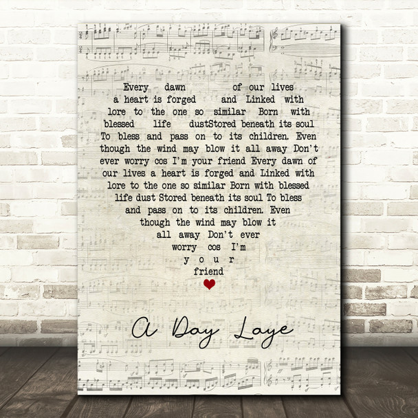 T. Rex A Day Laye Script Heart Song Lyric Print
