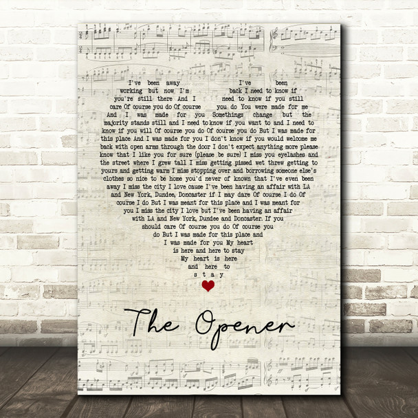 The Courteeners The Opener Script Heart Song Lyric Print