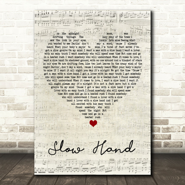 The Pointer Sisters Slow Hand Script Heart Song Lyric Print