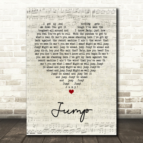 Van Halen Jump Script Heart Song Lyric Print