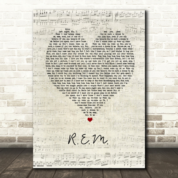 Ariana Grande R.E.M. Script Heart Song Lyric Print