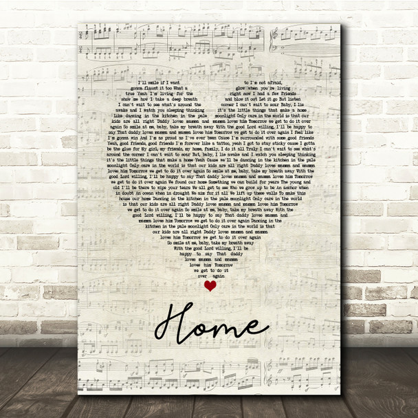 Blue October Home Script Heart Song Lyric Print