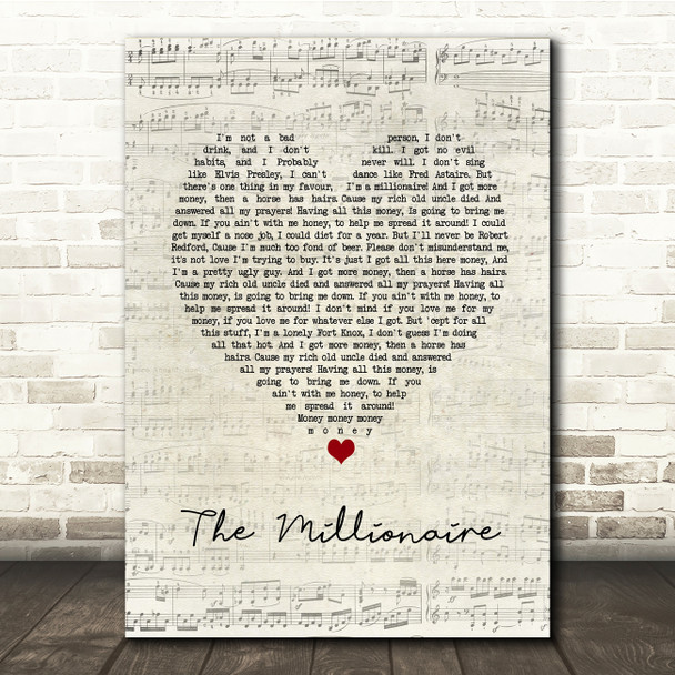 Dr. Hook The Millionaire Script Heart Song Lyric Print