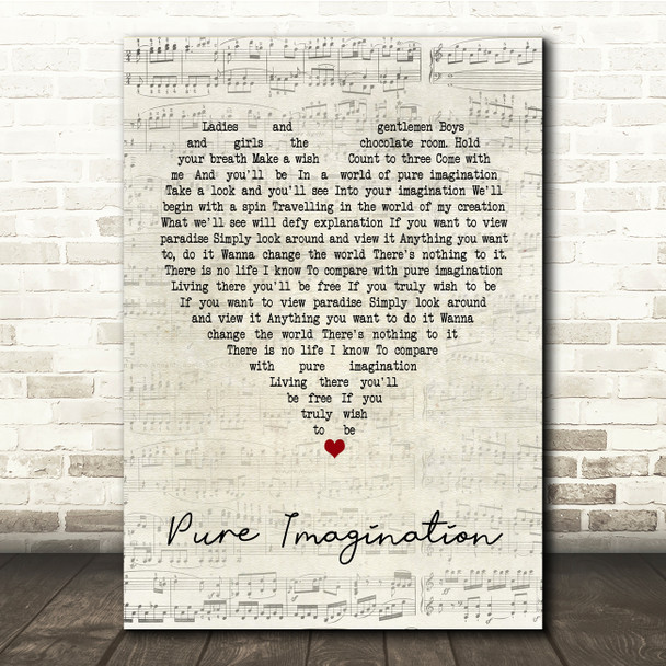 Gene Wilder Pure Imagination Script Heart Song Lyric Print