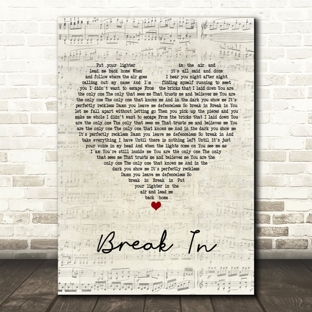 Halestorm Break In Script Heart Song Lyric Print