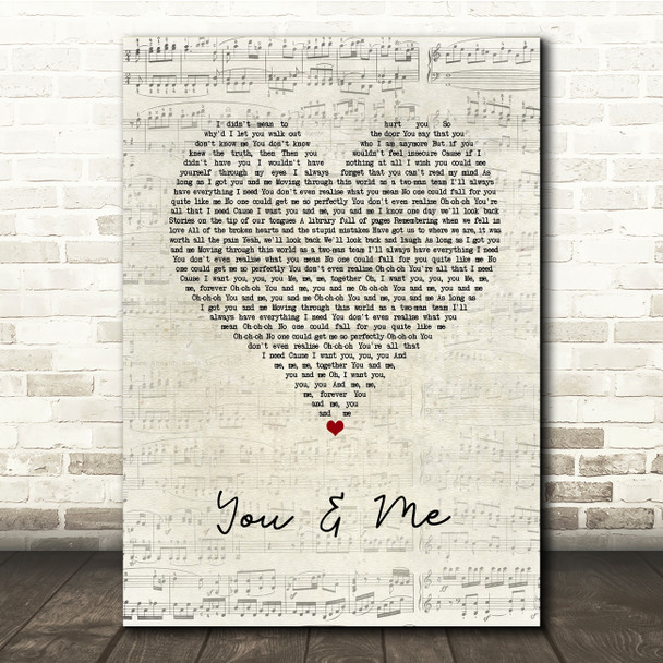 James TW You & Me Script Heart Song Lyric Print