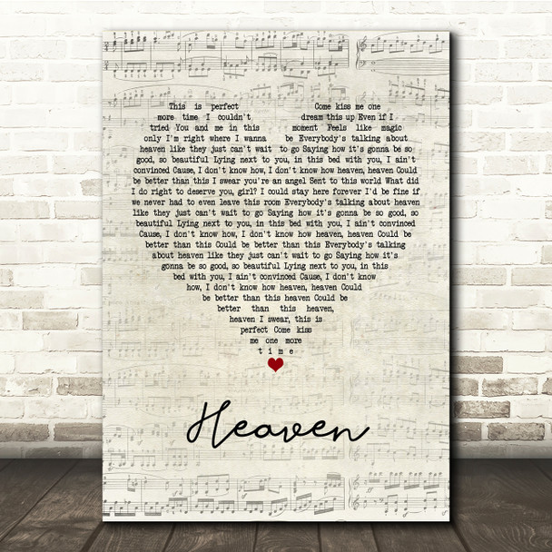 Kane Brown Heaven Script Heart Song Lyric Print