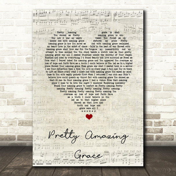 Neil Diamond Pretty Amazing Grace Script Heart Song Lyric Print