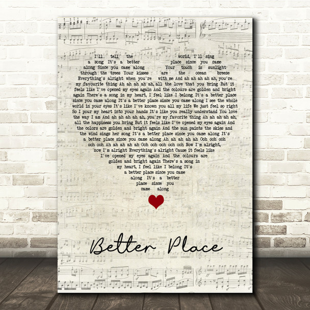 Rachel Platten Better Place Script Heart Song Lyric Print