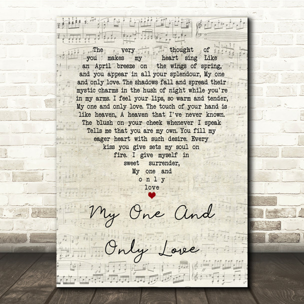 Sting My one and only love Script Heart Song Lyric Print