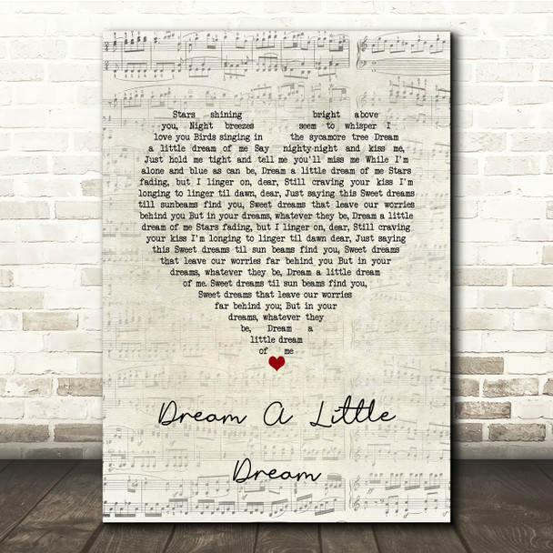 The Beautiful South Dream A Little Dream Script Heart Song Lyric Print