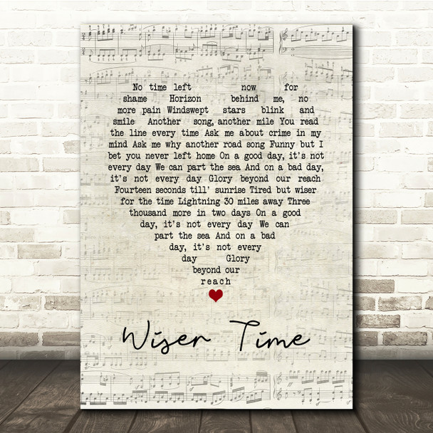 The Black Crowes Wiser Time Script Heart Song Lyric Print
