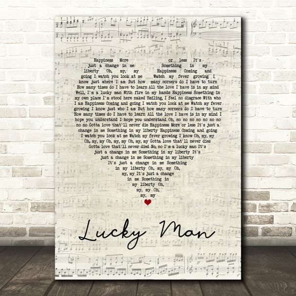 The Verve Lucky Man Script Heart Song Lyric Print