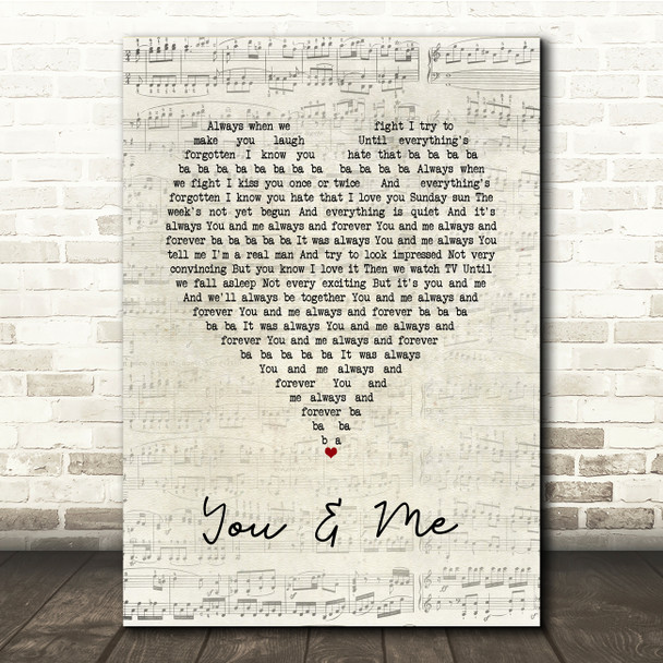 The Wannadies You & Me Script Heart Song Lyric Print