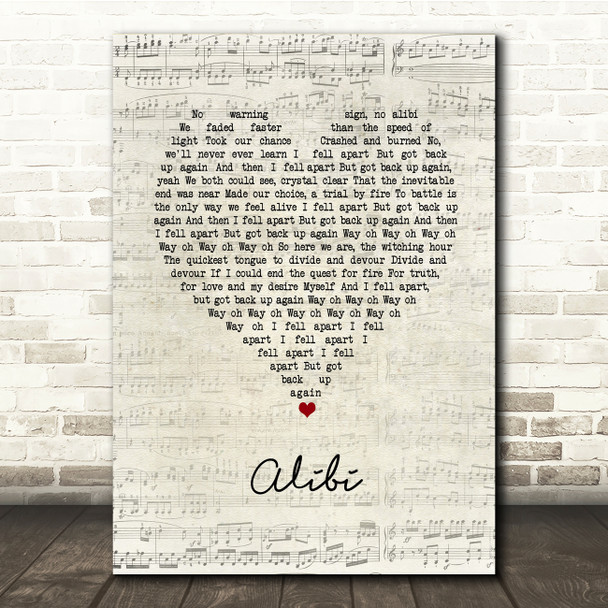 Thirty Seconds to Mars Alibi Script Heart Song Lyric Print