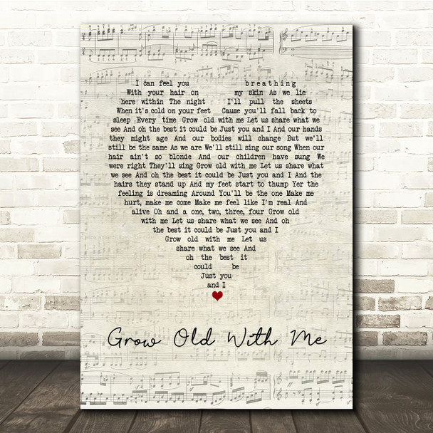 Tom Odell Grow Old With Me Script Heart Song Lyric Print