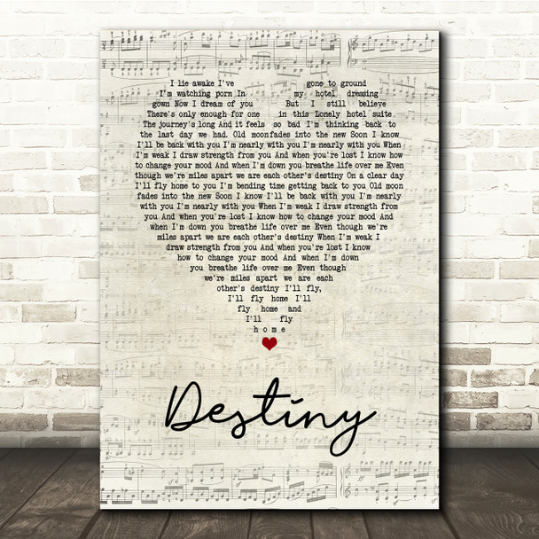 Zero 7 Destiny Script Heart Song Lyric Print
