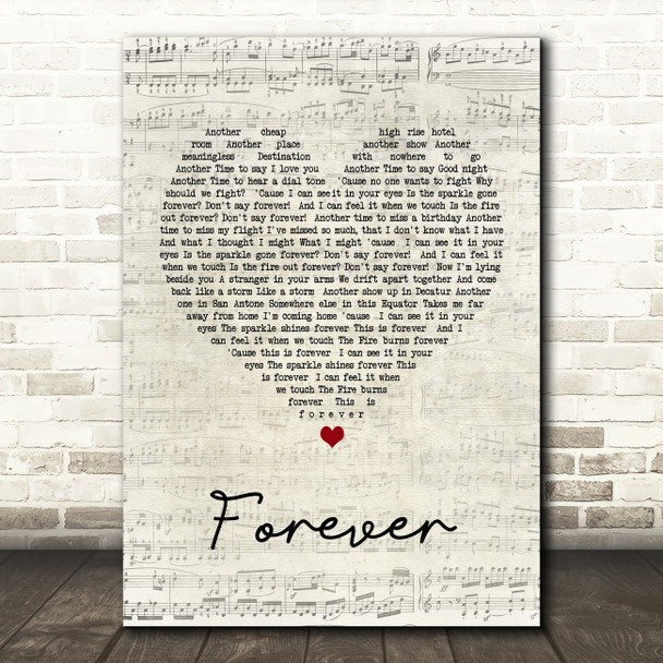 Aaron Lewis Forever Script Heart Song Lyric Quote Print