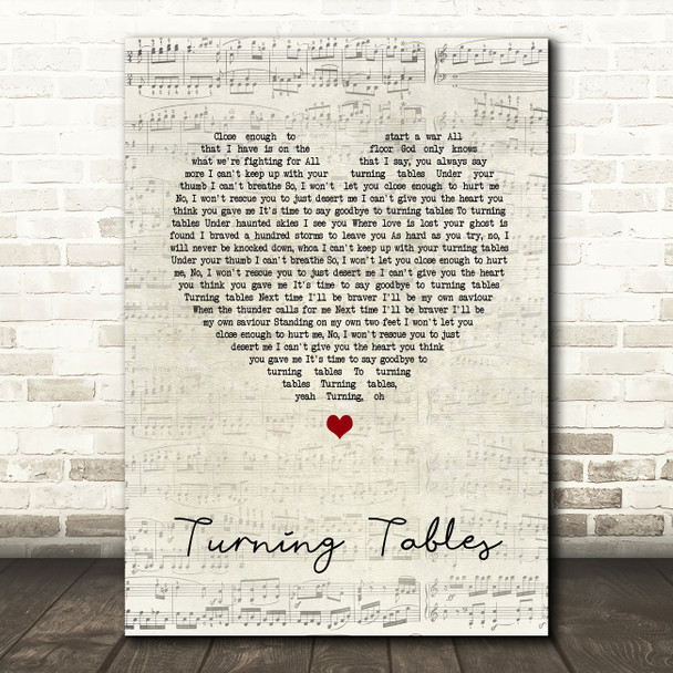 Adele Turning Tables Script Heart Song Lyric Quote Print