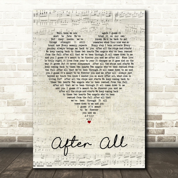 Cher After All Script Heart Song Lyric Quote Print