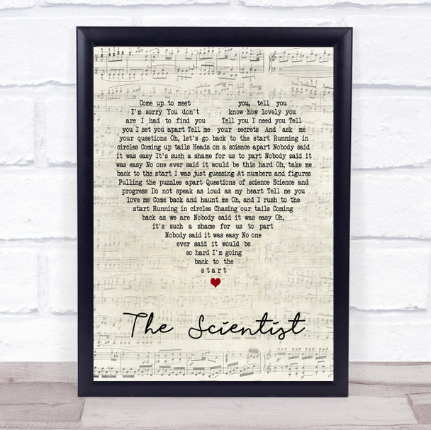 Coldplay The Scientist Script Heart Song Lyric Quote Print