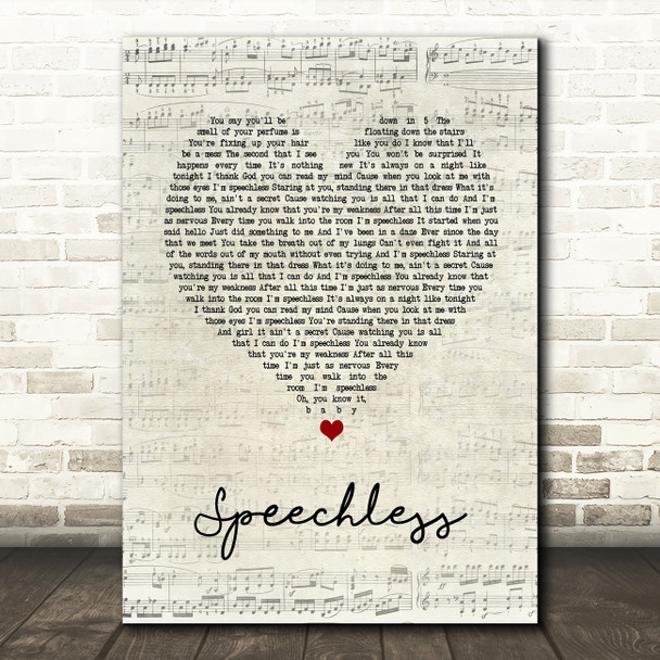 Dan + Shay Speechless Script Heart Song Lyric Quote Print