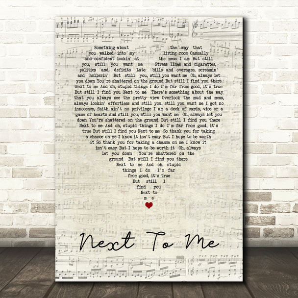 Imagine Dragons Next To me Script Heart Song Lyric Quote Print
