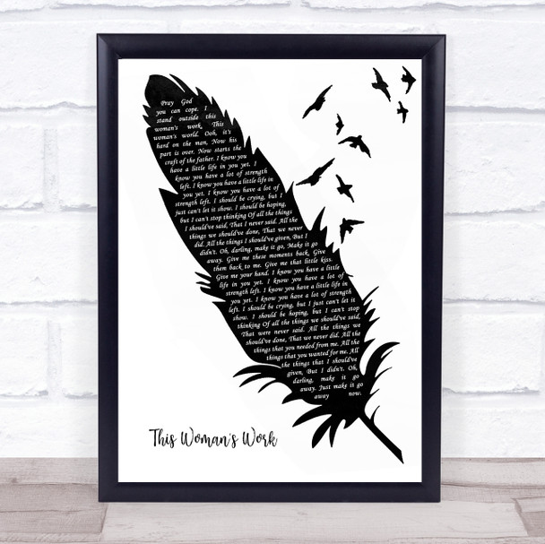 Kate Bush This Woman's Work Black & White Feather & Birds Song Lyric Wall Art Print