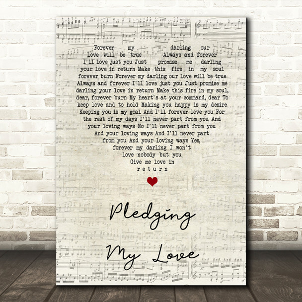 Marvin Gaye & Diana Ross Pledging My Love Script Heart Song Lyric Quote Print