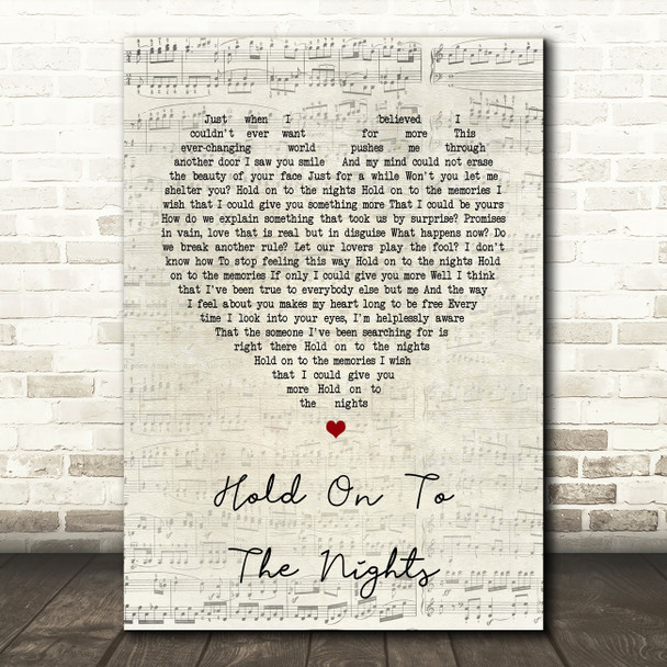 Richard Marx Hold On To The Nights Script Heart Song Lyric Quote Print