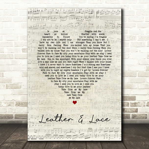 Stevie Nicks Leather And Lace Script Heart Song Lyric Quote Print
