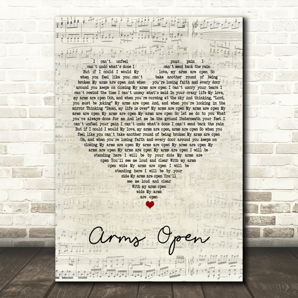 The Script Arms Open Script Heart Song Lyric Quote Print