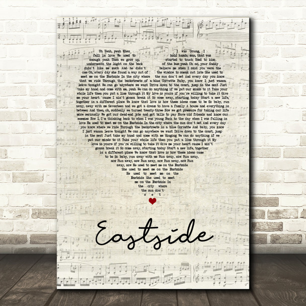 benny blanco, Halsey & Khalid Eastside Script Heart Song Lyric Print