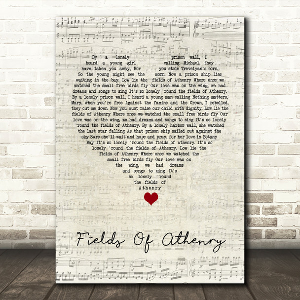 Dropkick Murphys Fields Of Athenry Script Heart Song Lyric Print