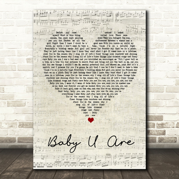 Gerald Levert Baby U Are Script Heart Song Lyric Print