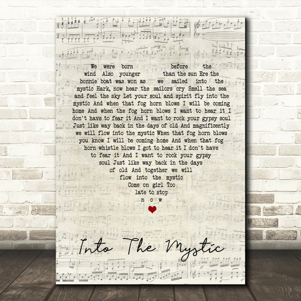 Van Morrison Into The Mystic Script Heart Song Lyric Quote Print