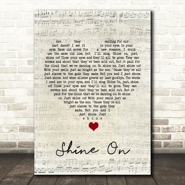 James Blunt Shine On Script Heart Song Lyric Print