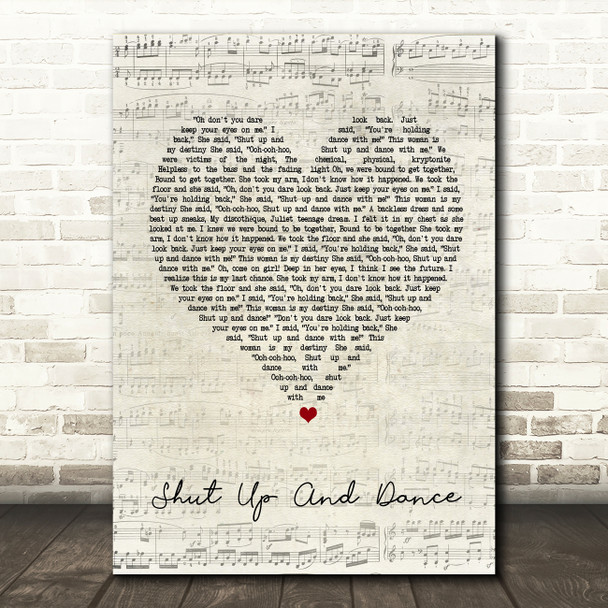 Walk The Moon Shut Up And Dance Script Heart Song Lyric Quote Print
