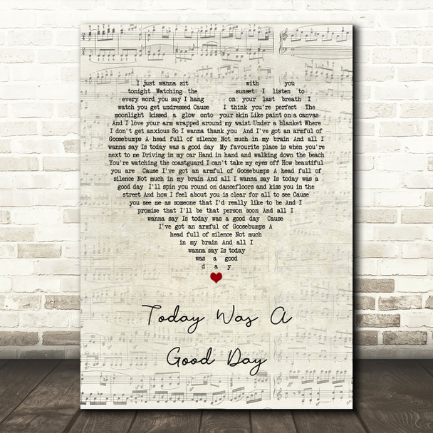 Lucy Spraggan Today Was A Good Day Script Heart Song Lyric Print